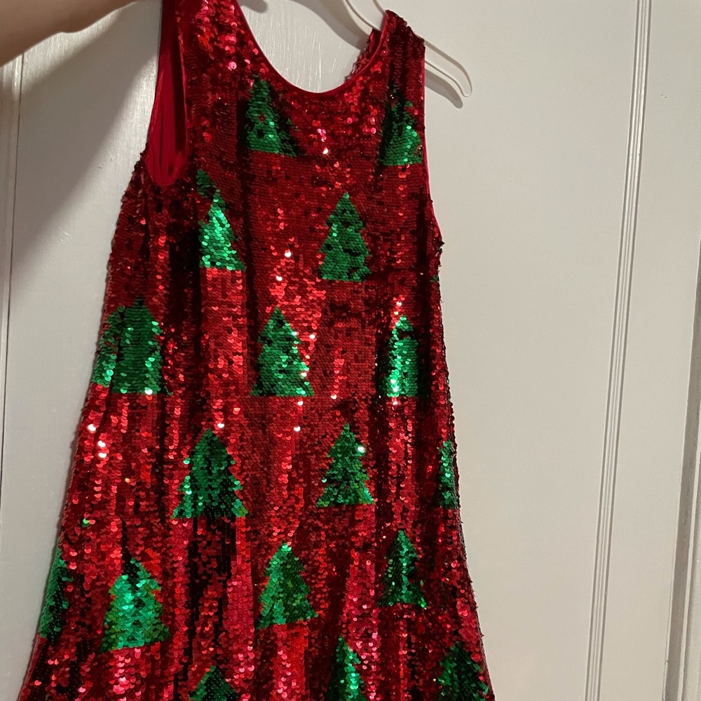Amazing Christmas flippy dress. Sequenced, never worn. Size 7-8